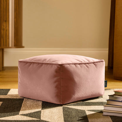 icon Amara Velvet Small Bean Bag Footstool with Filling Included, Pink