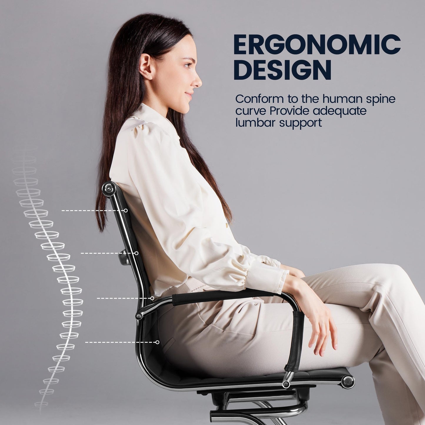 Yaheetech Faux Leather Guest Reception Chair Ergonomic Office Chair, Black