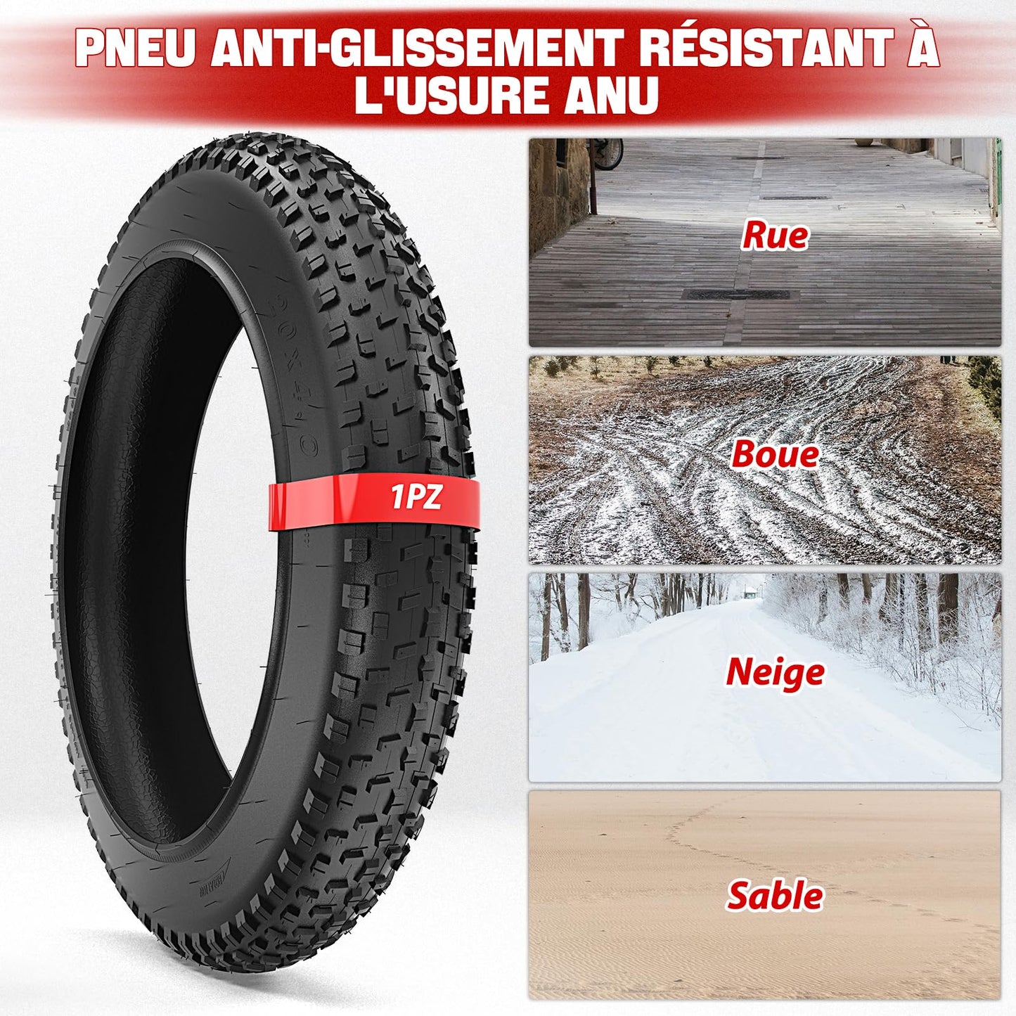 1PZ F3T-2X4 Fat Bike Tyre 20 x 4.0 for 20Inch Electric Mountain Bike Snow Bike Beach Bike 20x4.10 20x4.20 20x4.25 20x4.35 20x4.40 20x4.50