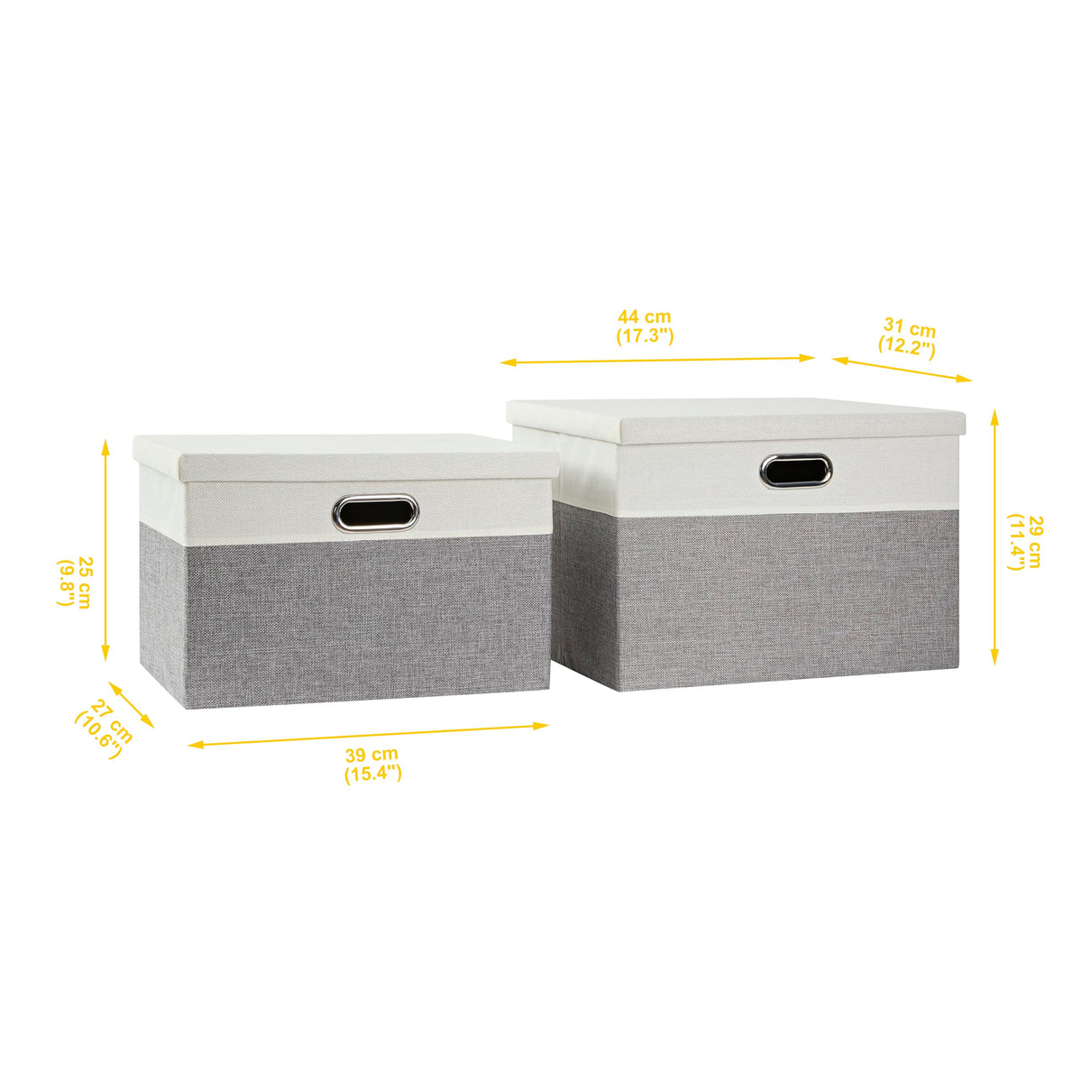 AlphaHome Storage Boxes with Lids, Glaucous Grey and White(3 Pack, XLarge)