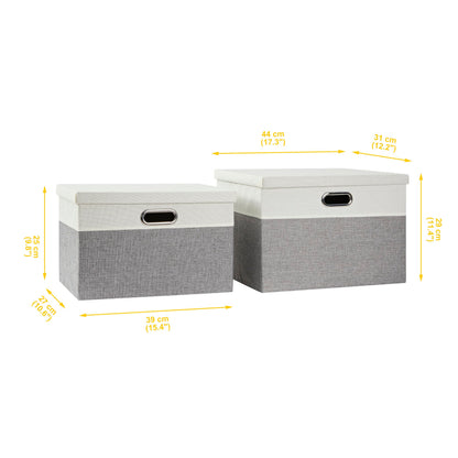 AlphaHome Storage Boxes with Lids, Glaucous Grey and White(3 Pack, XLarge)