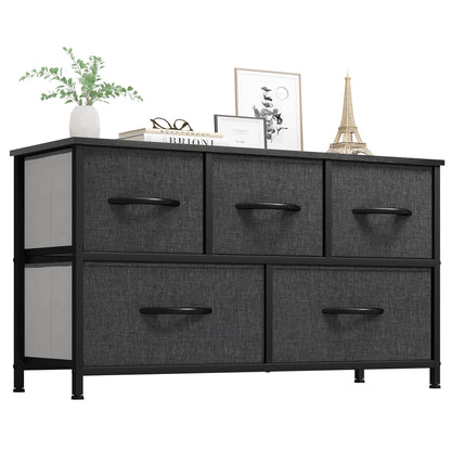 YITAHOME Wide Chest of Drawers with 5 Drawers, Fabric Dressers with Easy Pull Handle,Sturdy Steel Frame,Storage Drawers for Bedroom, Closet, Clothes