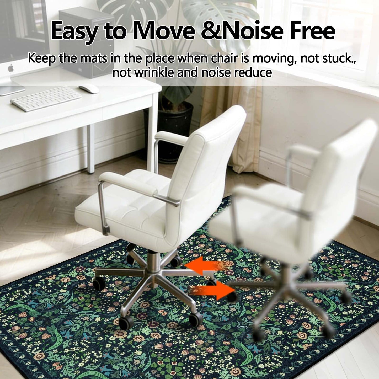 Famibay Office Chair Mat for Hardwood Floor 90x120cm Dark Green Chair Floor Protection Mat Non Slip Computer Desk Chair Mat for Hard Floor Rubber