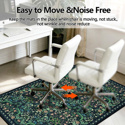 Famibay Office Chair Mat for Hardwood Floor 90x120cm Dark Green Chair Floor Protection Mat Non Slip Computer Desk Chair Mat for Hard Floor Rubber