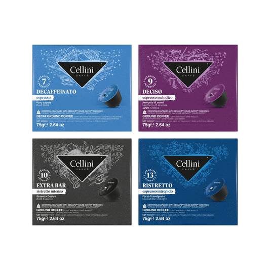 Cellini Coffee Capsules Compatible with Dolce Gusto - Tasting Kit 120pcs | Coffee Capsules Compatible with Dolce Gusto