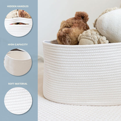 OrganiHaus Set of 3 White Basket for Towel Storage | Bathroom Storage Baskets for Shelves | Blanket Basket for Living Room