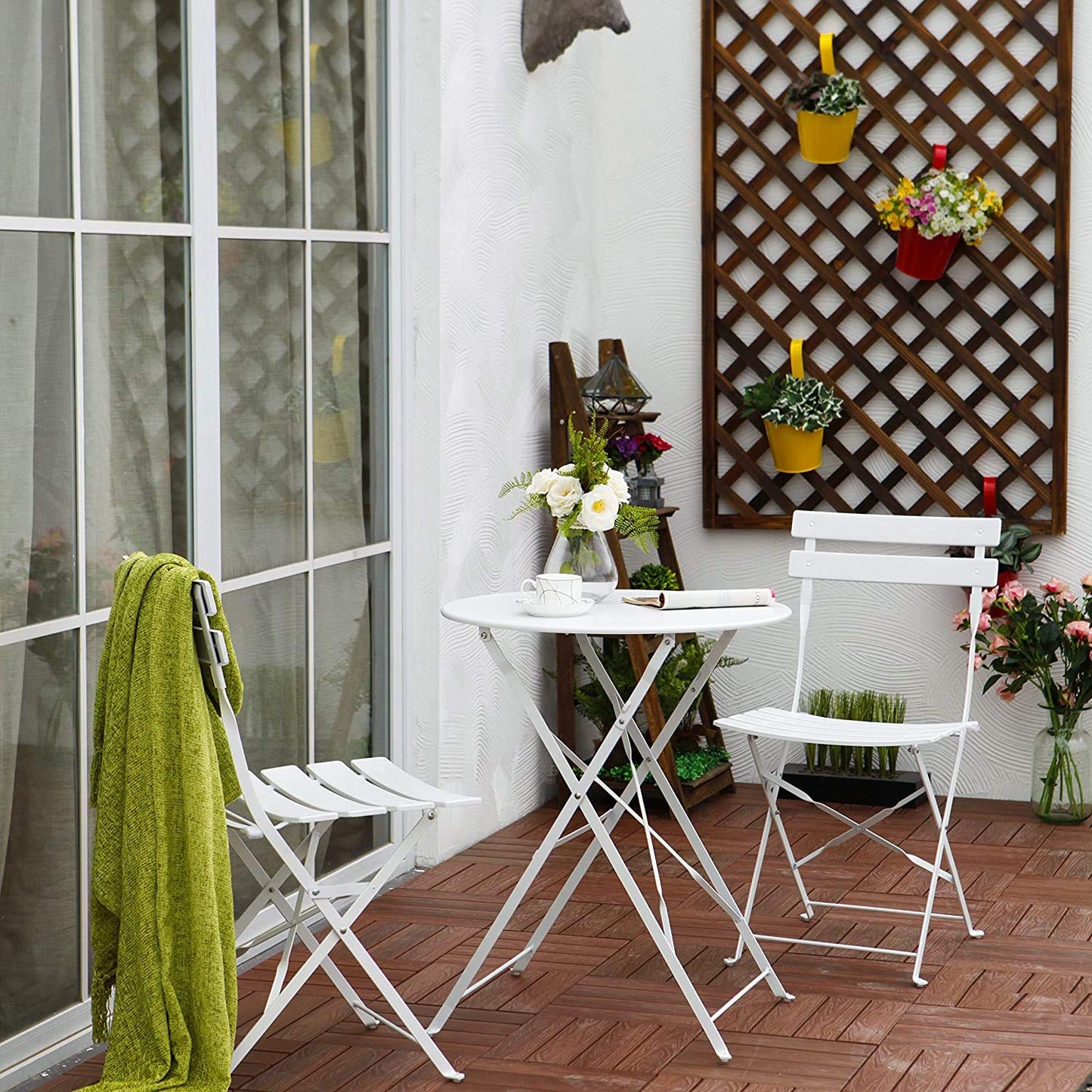 Grand patio Bistro Set 3 Pieces, Garden Furniture Set, Folding 2 Chairs and 1 Table, Weather-Resistant, Patio Table Chairs for Balcony,Yard, Garden