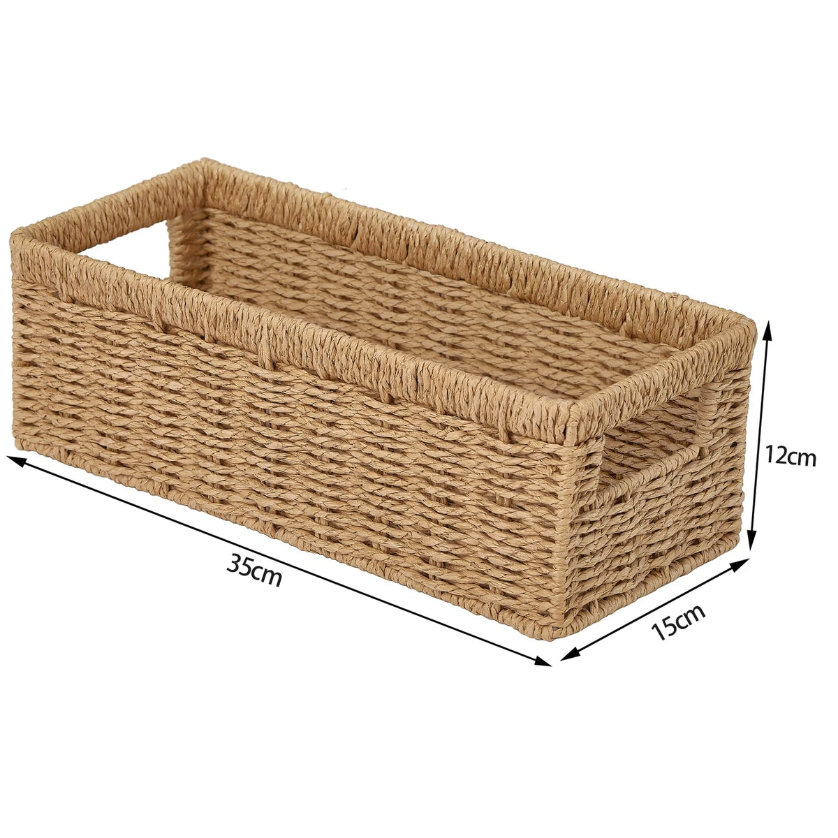 Vagusicc Wicker Storage Basket with Handle, Handwoven Set of 2 Storage Basket for Shelves, Wicker Organizer Basket, Toilet Paper Basket