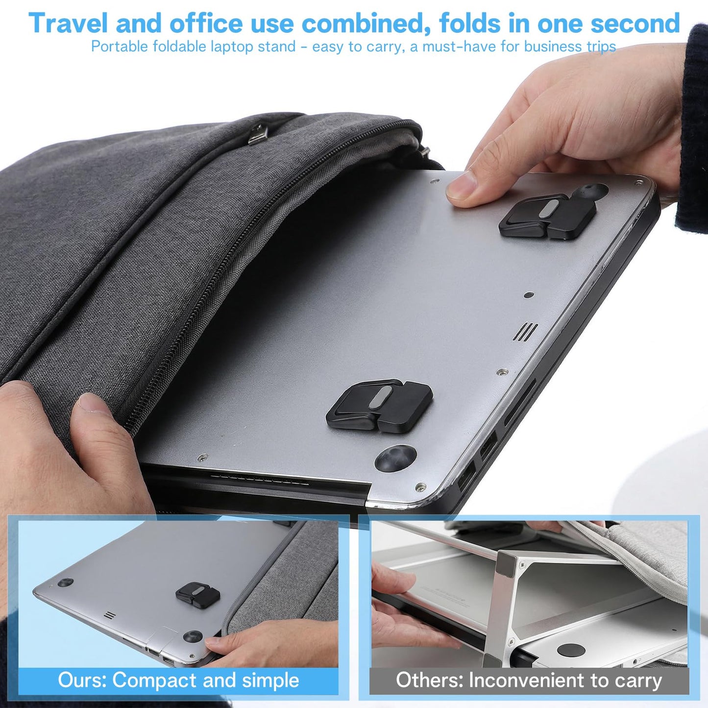 Sorcristy 2 PCS Computer Keyboard Stand, Keyboards Riser Adjustable Black Laptop Stand Portable Mini Self-Adhesive Foldable Feet Keyboard Lift for