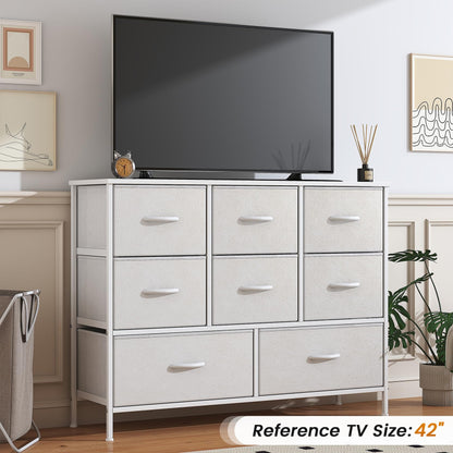 Feonase Chest of Drawers,Bedroom Dresser with 8 Fabric Drawers, Metal Frame & MDF Wood Top, Adjustable Feet, Storage Organizer Unit for Bedroom