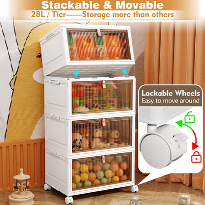 PurKeep Storage Boxes with Lid - 28L*4 Tier Plastic Storage Box with Lid