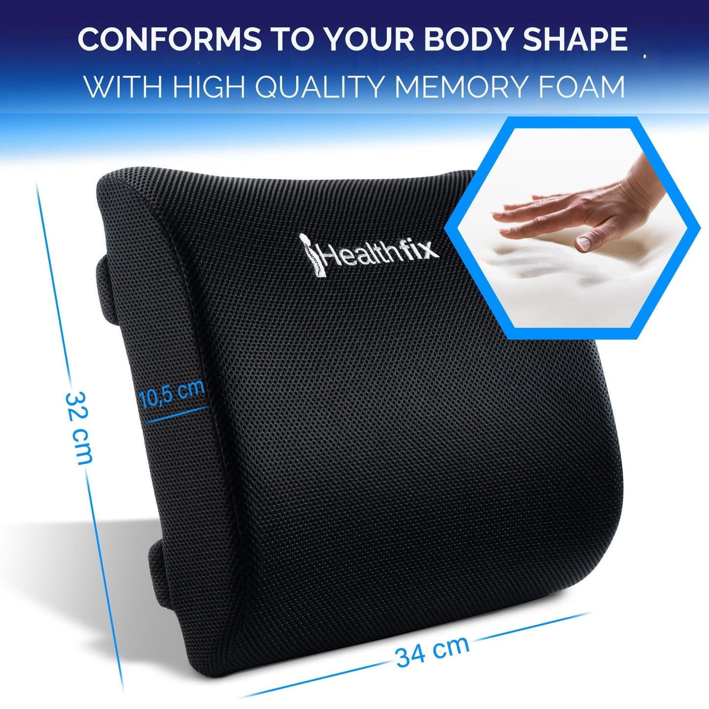 Healthfix® Car Lumbar Support Pillow | Back Cushion to Help Improve Posture (Hard)