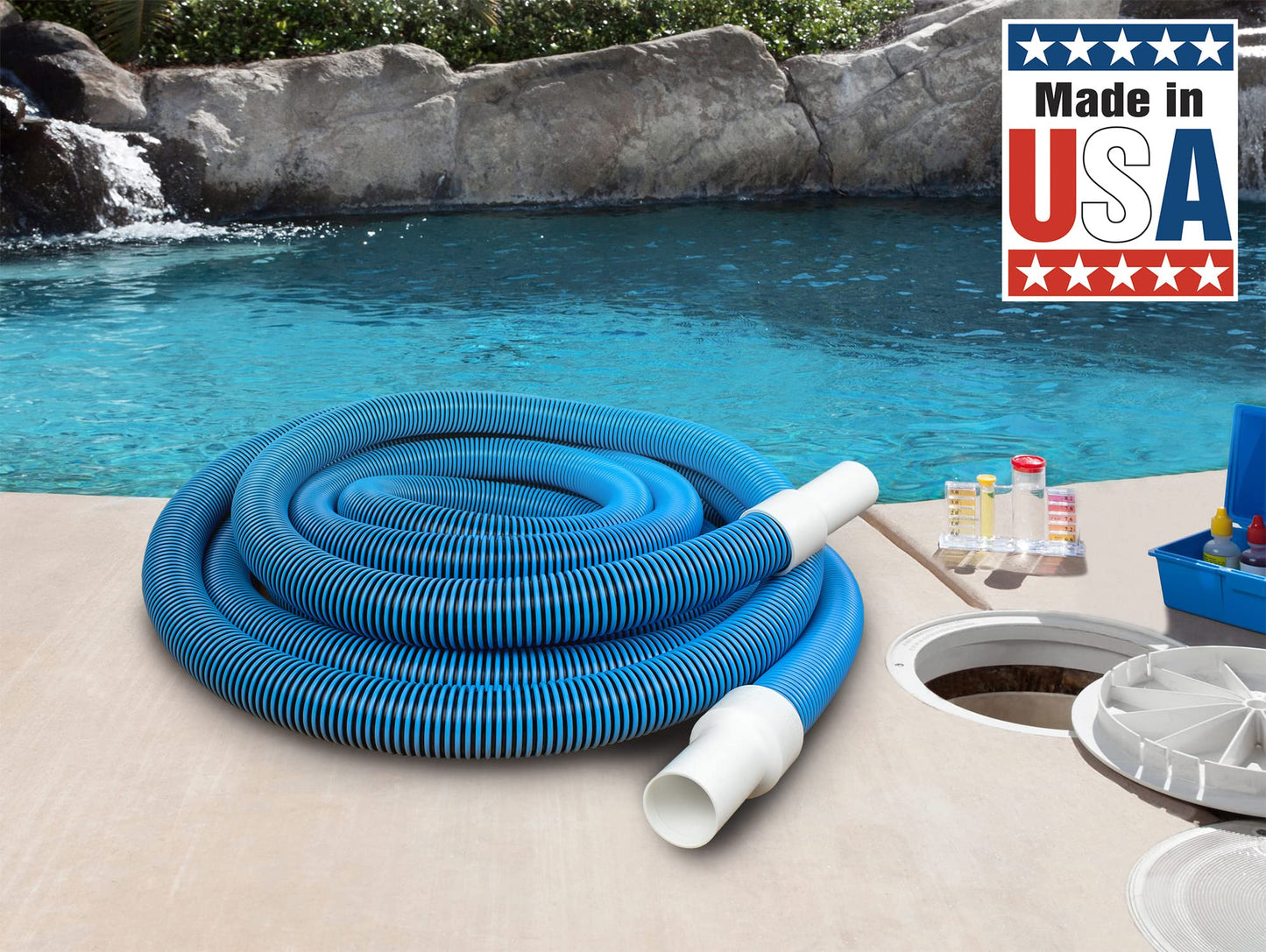 Poolmaster 33445 1-1/2 x 45' Heavy Duty In-Ground Pool Vacuum Hose w/Swivel Cuff, Neutral, 45-Feet