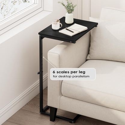 Vagusicc C-Shaped Side Table, Adjustable Height 45-85cm Sofa Side Tables, Small Side Table for Small Spaces