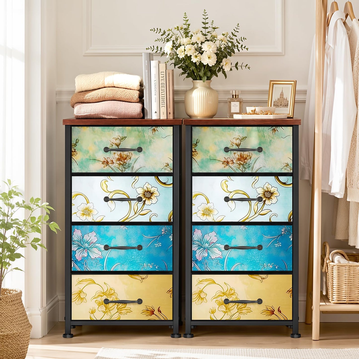 LNZHAO Chest of Drawers Bedroom Furniture with 4 Drawers