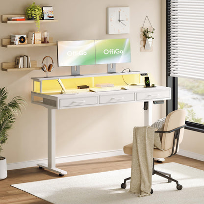 OffiGo Standing Desk with 3 Storage Drawers, 120cm Height Adjustable Desk