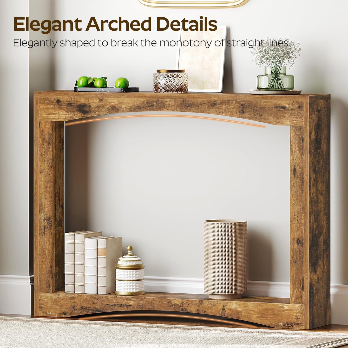YATINEY Narrow Console Table, 15 cm Thin Entryway Table, Behind Couch Table for Small Spaces, Small Farmhouse Hallway Table, for Living Room, Hallway