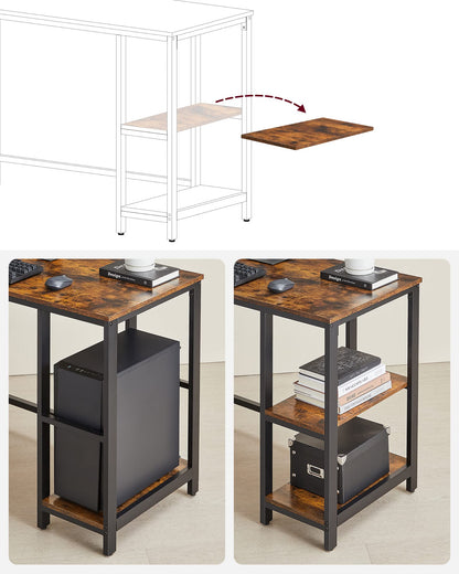 VASAGLE Computer Desk, L-Shaped Corner Desk, Gaming Desk, Workstation with 2 Storage Shelves for Home Office, Space-Saving, Easy to Assemble, Rustic