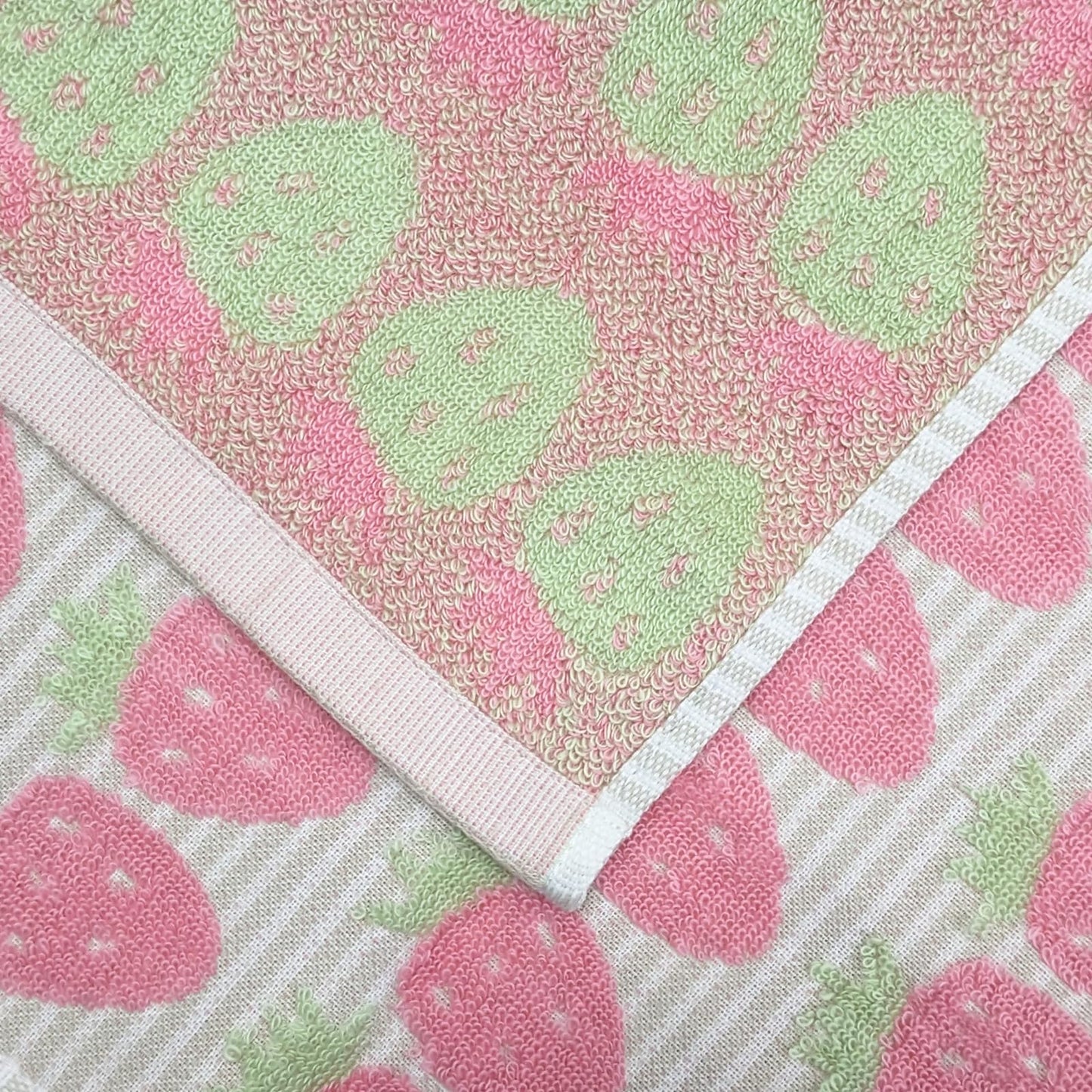 USTIDE Fruit Hand Towels Set of 2 Lovely Pink Striped Strawberry Hand Towel Cotton Face Towel Soft Absorbent Towel Set for Bathroom Kitchen 14x30 Inch
