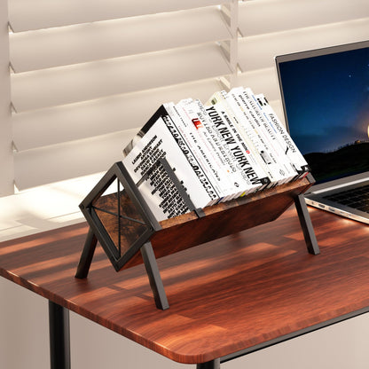 ASIFMTHOT Desk Bookshelf, Retro Tabletop Book Organizer & Mini Tilting Bookcase for Books/Magazines/Albums