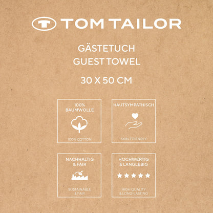 Klaus Herding GmbH Tom Tailor Guest Towels, Set of 6, 30 x 50 cm, 100% Cotton/Terry Towels, with Hanger and Label with Logo, Colour Bath Towel Beige