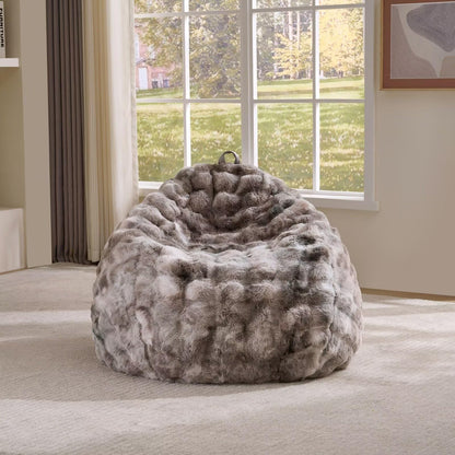 Fluffy Faux Rabbit Fur Bean Bag Chair Cover(No Filler),Cozy Shaggy Bubble Stuffed Animal Storage Large Bean Bag Cover for Bedroom Living Room,Fuzzy