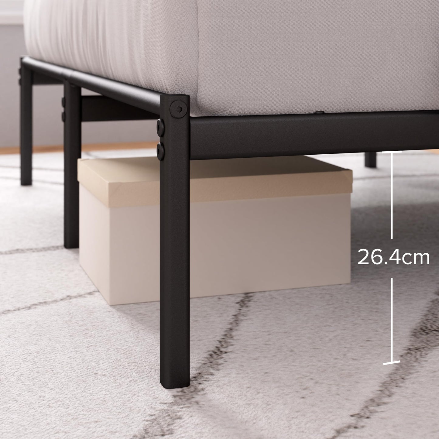 ZINUS Justin Double Bed Frame  Bed 190x135 cm  35cm Height  Metal Bed Frame with Headboard  Platform bed frame with steel slat support  Modern