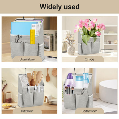 Set of 2 Waterproof Hanging Storage Organizers - Linen - Foldable - With Pockets - For Nursery, Bathroom, Bedroom, Office, RV - Grey