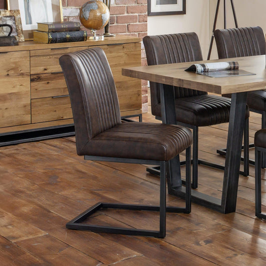 Julian Bowen Brown Wood Brooklyn Dining Chairs Set of 2