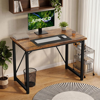 JUMMICO Computer Desk Table Workstation 100 x 50 x 75 cm for Office Living Room Bedroom Simple Assembly Industrial Design Black Desk Metal