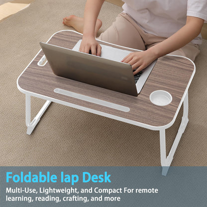 Laptop Bed Desk, Lap Desk Breakfast Tray Table for Home and Office,Eating, Reading, Writing on Bed, Sofa,Laptop Stand for Bed (Brown)