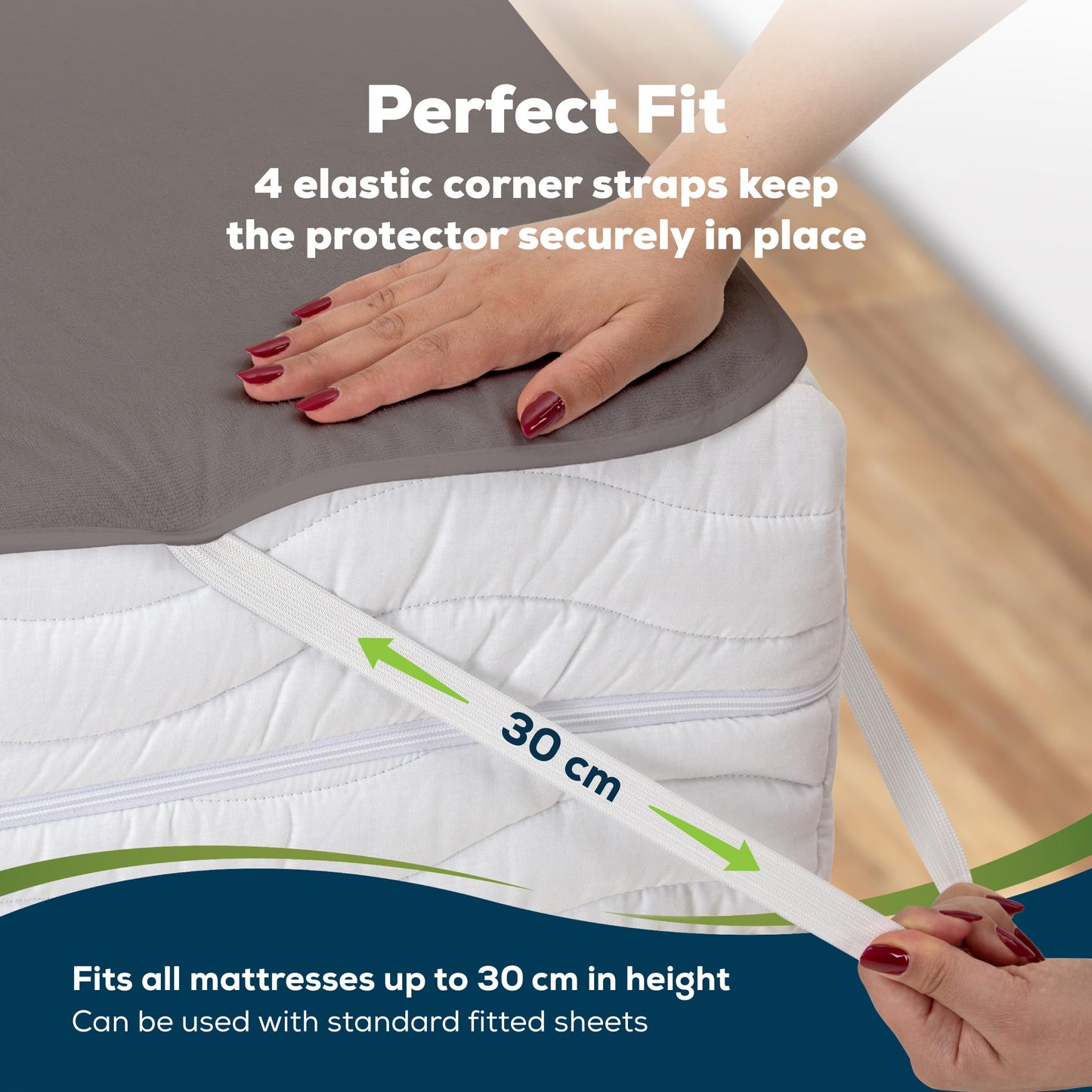 Sensalou Waterproof Mattress Protector 90 x 200 cm Grey – Mattress Cover for Single Bed