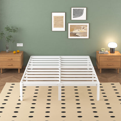 Lutown-Teen White King Size Bed Frame 5ft with Rounded Corner Legs, Heavy Duty Metal King Size Bed, King Size Bed 36 cm High, Noise Free, Easy