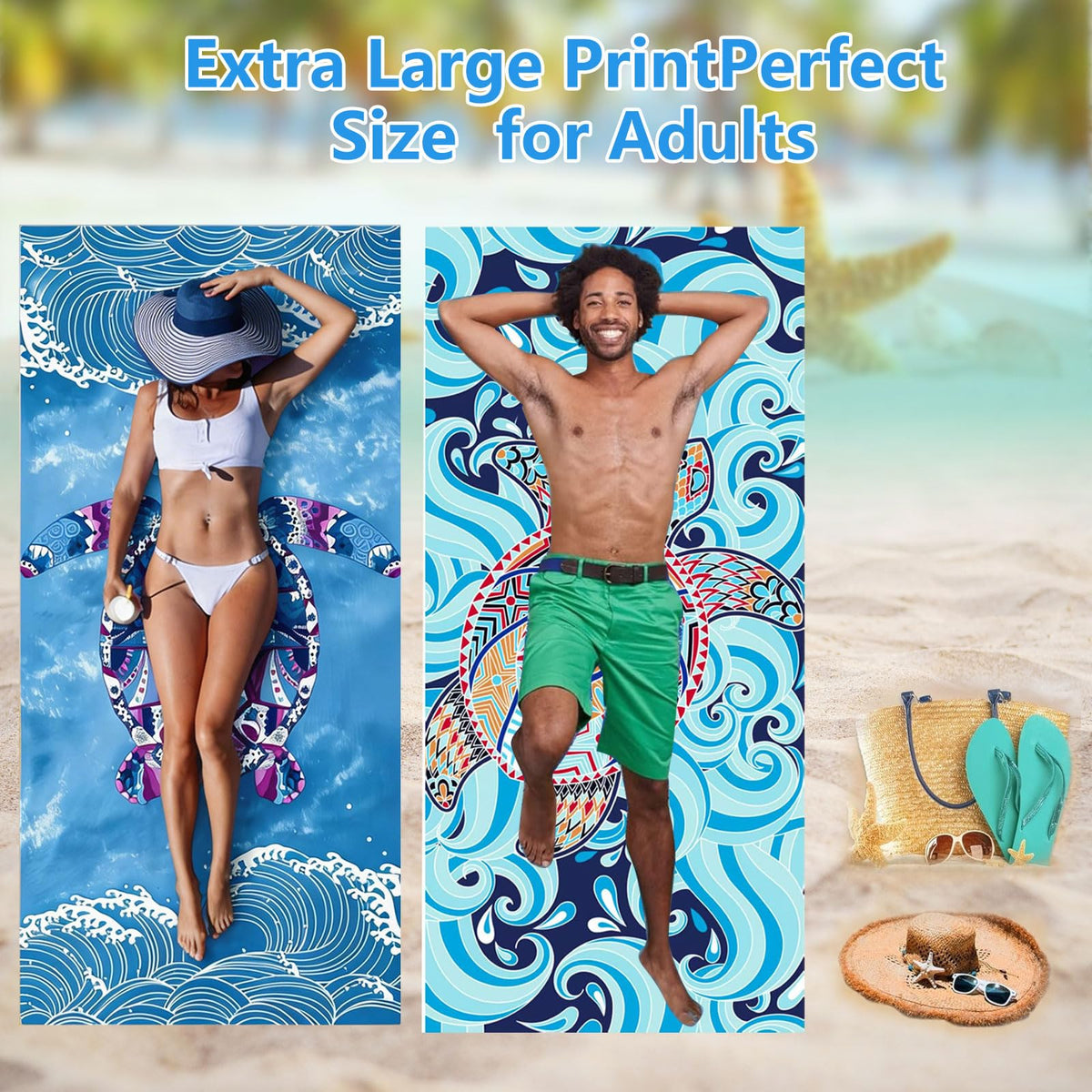Luckezo 2 Pack Thin Lightweight Microfiber Beach Towel, Oversized 180 x 90 cm Big Extra Large Microfiber Sand Free Towels