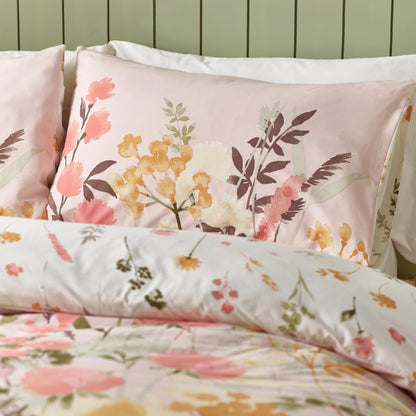 Catherine Lansfield Countryside Floral Reversible Super King Duvet Cover Set with Pillowcases Pink