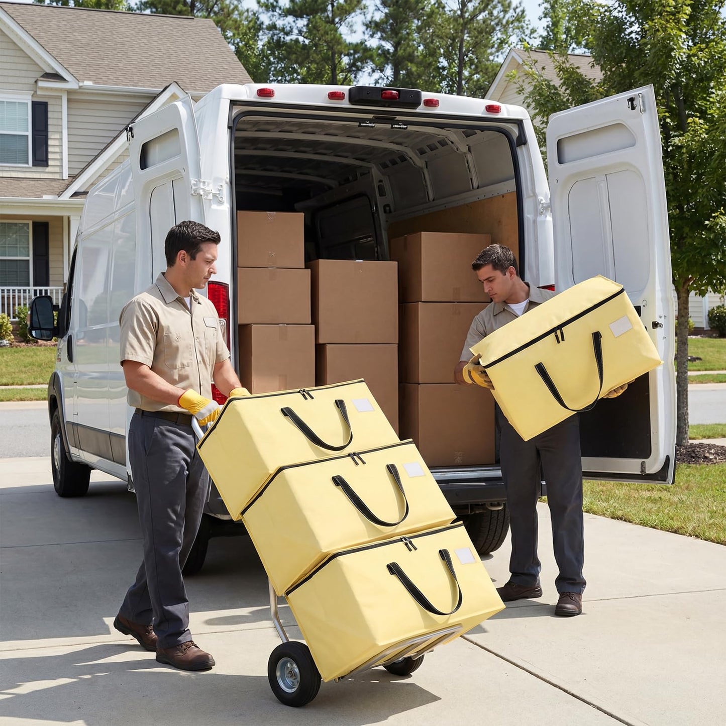 Dntorx 6 Pack 90L Moving Bags,Waterproof Moving Boxes with Zips,Pale Yellow