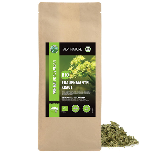 Alpi Nature Organic Lady's Mantle Tea 500g 1.1 lb, Loose Tea, Dried and Cut Lady's Mantle Herb