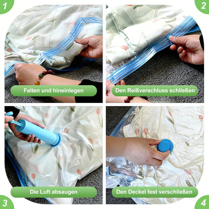 Vacuum Bags Pack of 8, 3 Large 80 x 60 cm + 2 Small 60 x 40 cm + 2 Small 50 x 40 cm, Space Saving Vacuum Bags, PA & PE Material, Hand Pump Included