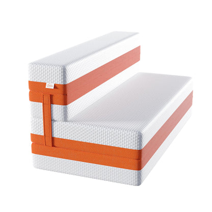 TeQsli Folding Mattress, 10cm Double Foldable Mattress, Memory Foam with Removable Washable Cover, for Guest Sofa Bed, Camping, Travel (135x190x10cm)