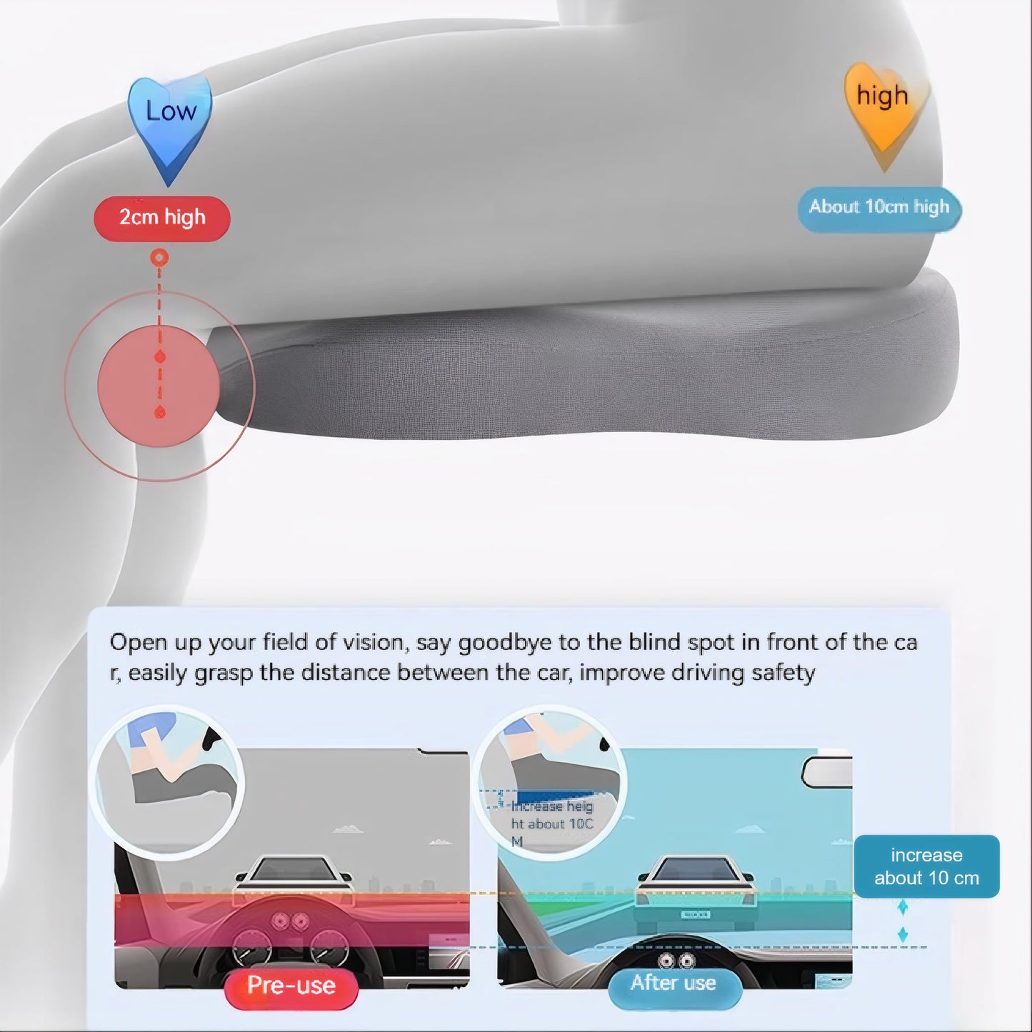 Car Seat Cushion,Car Seat Cushions for Driving,Soft Comfort Seat Cushion for Height,Memory Foam Adult Booster Seat,Pressure Relief Booster Cushions