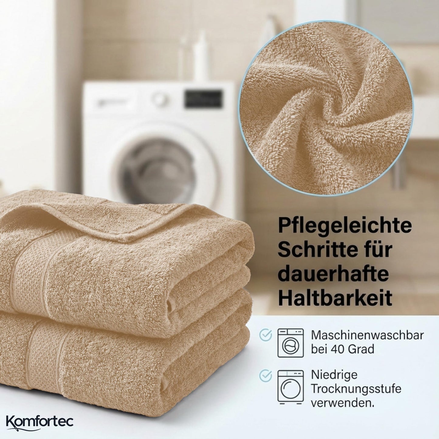Komfortec 4X towels 50x100 cm and 4X shower towels 70x140 cm set | Terrycloth Bath Towel & Hand Towel Set Large | 100% cotton - soft | Quick drying