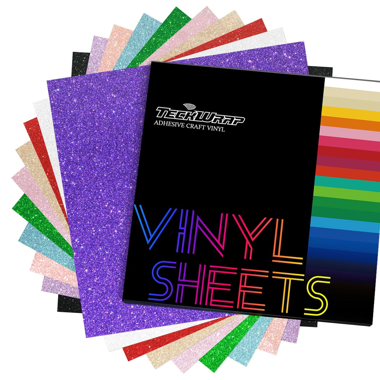 TECKWRAP Glitter Vinyl Adhesive Sheets for Craft Cutter 12" x 12" 10 Sheets/Pack