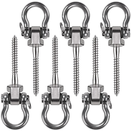 BeneLabel Hammock Bolt 6Pcs Hammock Fixings, Antirust SUS304 Swing Brackets for Wood 816Kg Capacity, Indoor Outdoor Playground Yoga Hammock Chair