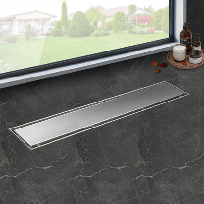 iYueMps Linear Shower Drain 300mm Stainless Steel 2-in-1 Tile Insert-Silver