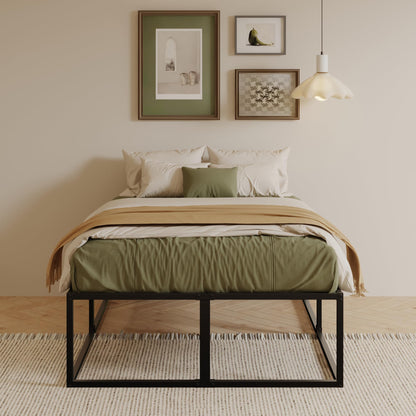EMODA 46 cm High Metal Bed Frame 160x190 cm, Black
