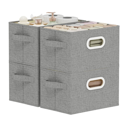 ENUMAIL Washable Storage Box with Fabric Handle,Grey,26x20x17cm,4 Pack