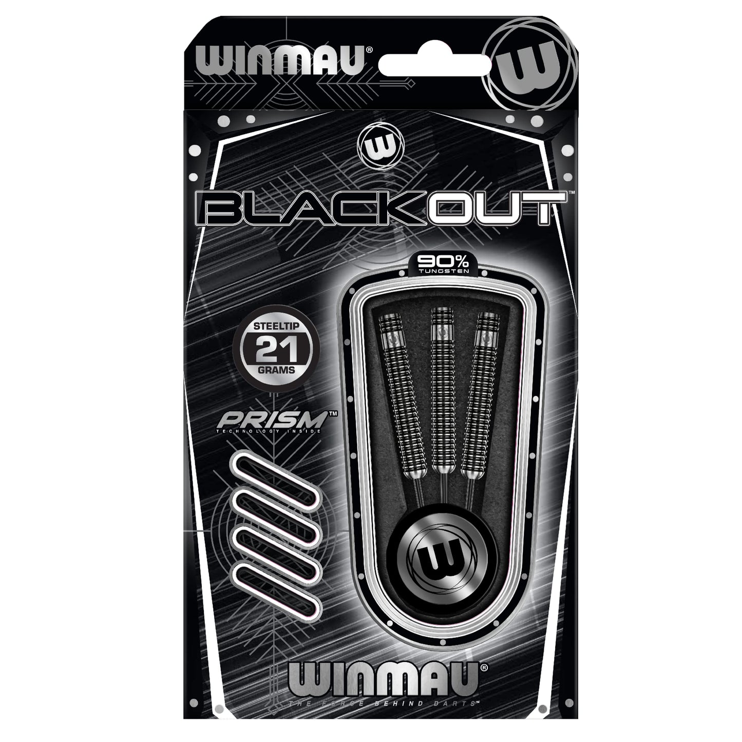 WINMAU Blackout 21 Gram Tungsten Darts Set with Flights and Shafts (Stems)
