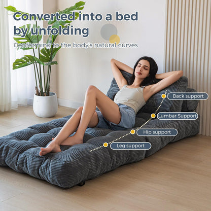 MAXYOYO Folding Sofa Bed, Convertible Sleeper Chair with Pillow Foldable Mattress with Back Support
