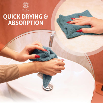 HomeBurg CORE 10-Piece Cotton Washcloths for Bathroom and Kitchen
