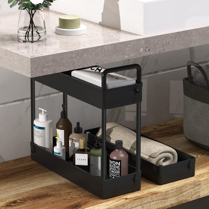 SOLEJAZZ 3-Tier Storage Trolley Cart Slide-out Slim Rolling Utility Cart Mobile Storage Shelving Organizer for Kitchen, Bathroom, Laundry Room